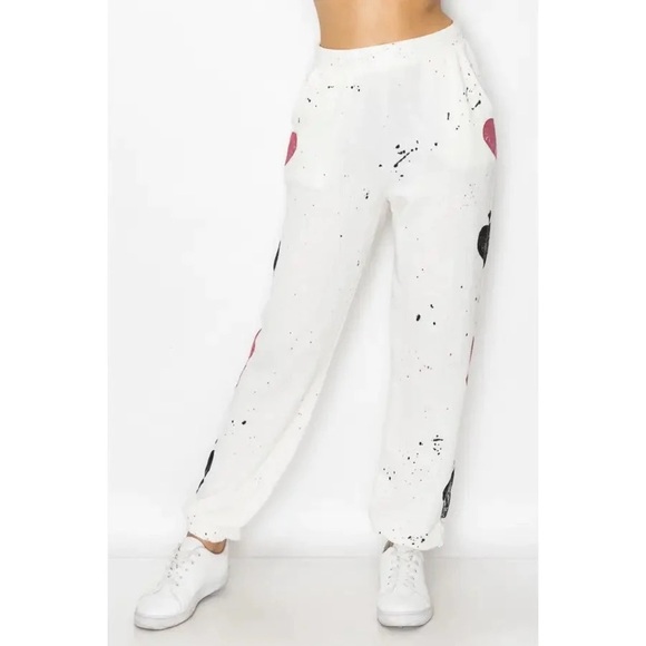 NWT T-Party Hand Painted Poker Jogger Pants - White M - Picture 5 of 15